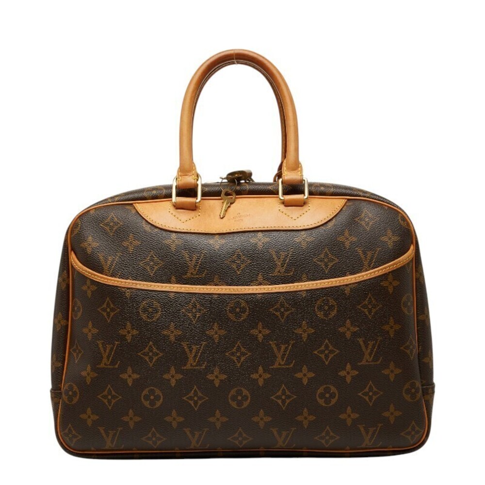 Louis Vuitton Monogram Deauville Handbag Brown Leather